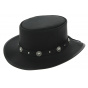 PorkPie Silverado Black Leather Hat - Head'n Home