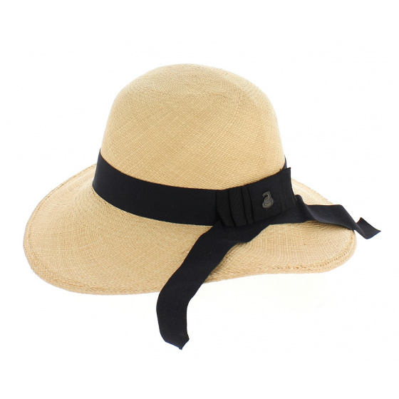 Natural Panama wide-brimmed hat with black ribbon Natural Panama wide-brimmed hat with black ribbon