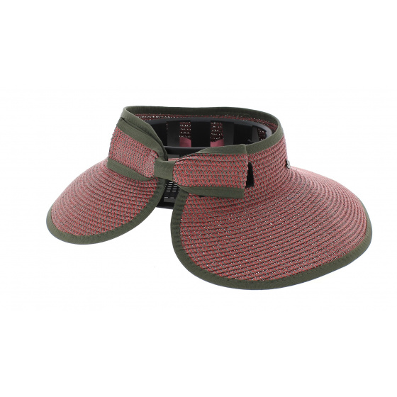 Pink brimless straw sun hat