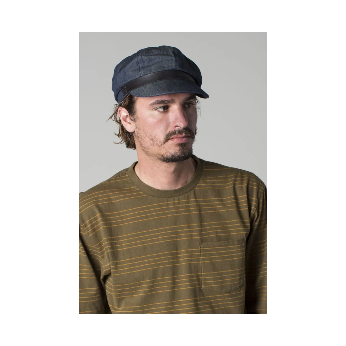 Retro Montreal Cap Marlon Brando Style Blue Denim - Brixton Reference: 3029 | Traclet Hat Shop