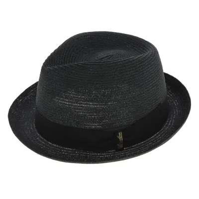 Chapeau PorkPie Stidda Chanvre Noir - Borsalino Reference : 4423 | Chapellerie Traclet