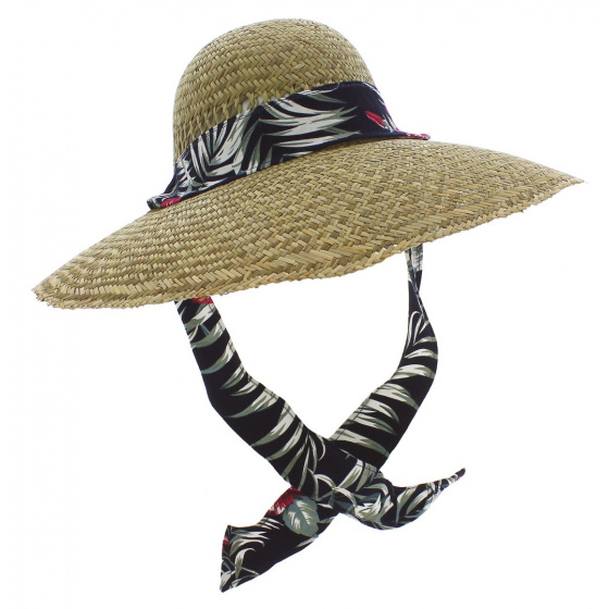 Natural Straw Pearl Wide Brim Hat - Traclet