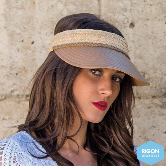 Eden Natural & Brown Raffia Visor - Rigon Headwear