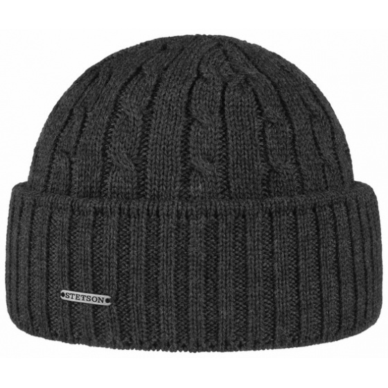 Georgia Short Knit Wool Beanie Anthracite - Stetson
