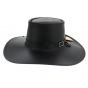 Wide Brim Leather Cavalier Hat Black - Head'nHome