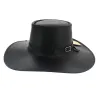 Chapeau grand bord cuir - achat chapeau grande taille Reference : 7598 | Chapellerie Traclet