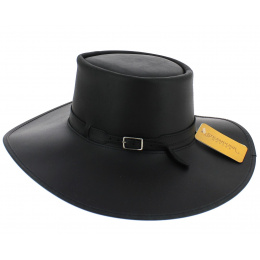 Wide Brim Leather Cavalier Hat Black - Head'nHome