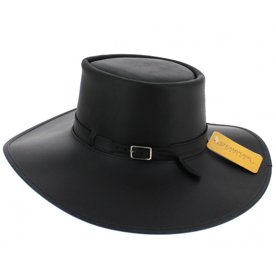 Chapeau Grand Bord Cuir Cavalier Noir - Head'nHome Chapeau Grand Bord Cuir Cavalier Noir - Head'nHome