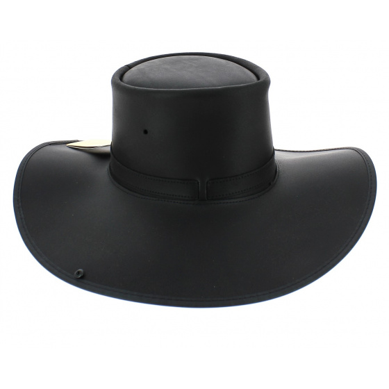 Wide Brim Leather Cavalier Hat Black - Head'nHome