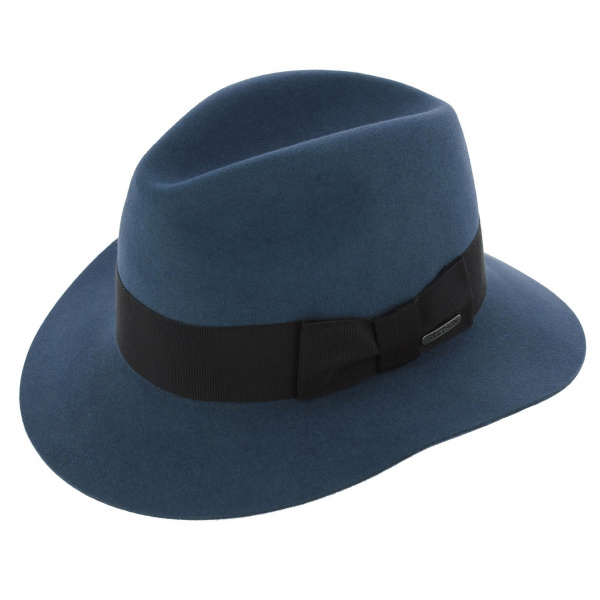 blue felt hat