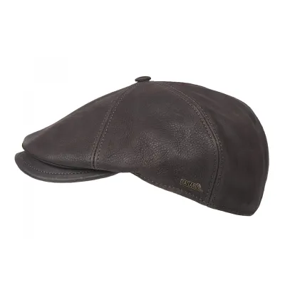 Brown Leather Hatteras Minco Cap - Hatland - buy caps Reference: 7605 | Chapellerie Traclet