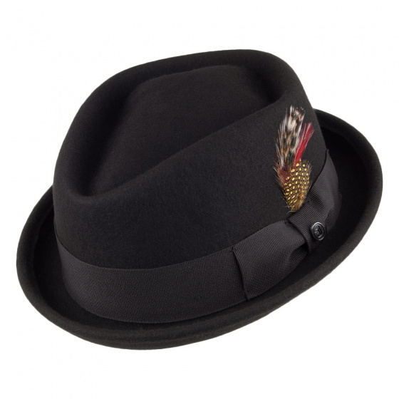 black wool felt porkpie hat