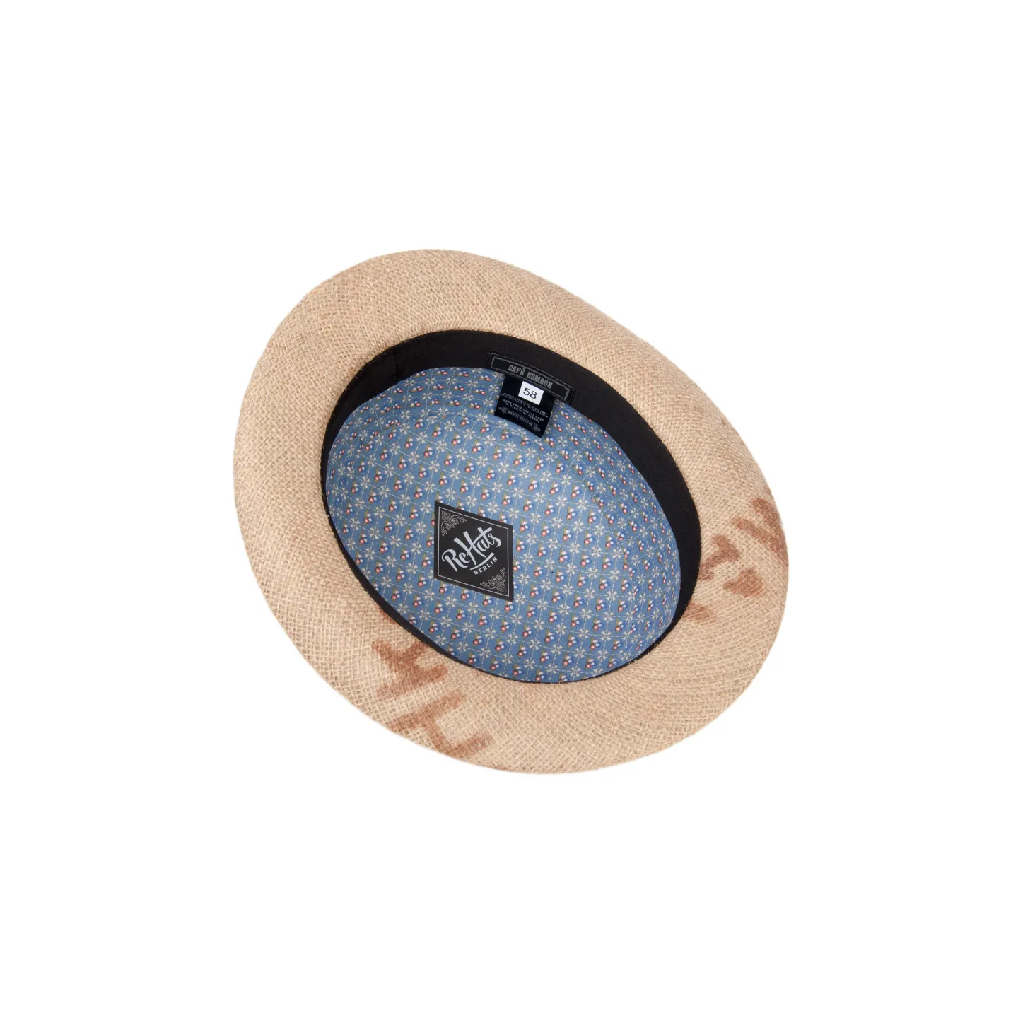 Chapeau melon bombon Toile de Jute Beige - ReHats Reference : 7616 | Chapellerie Traclet