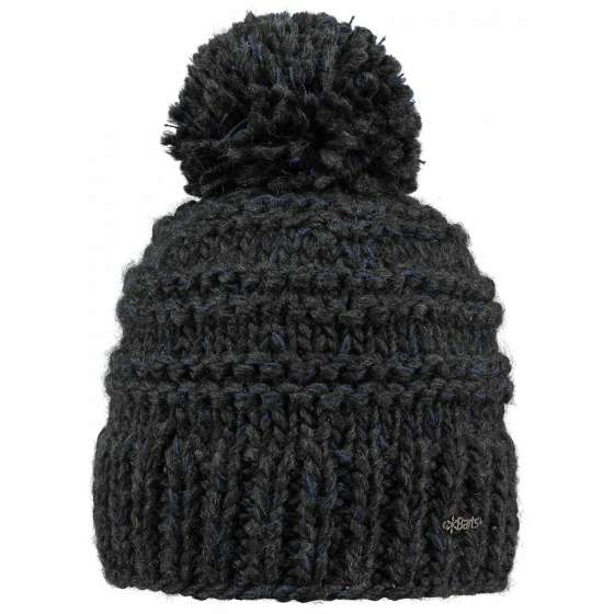 Black Jasmin Beanie with Pompom - Bats