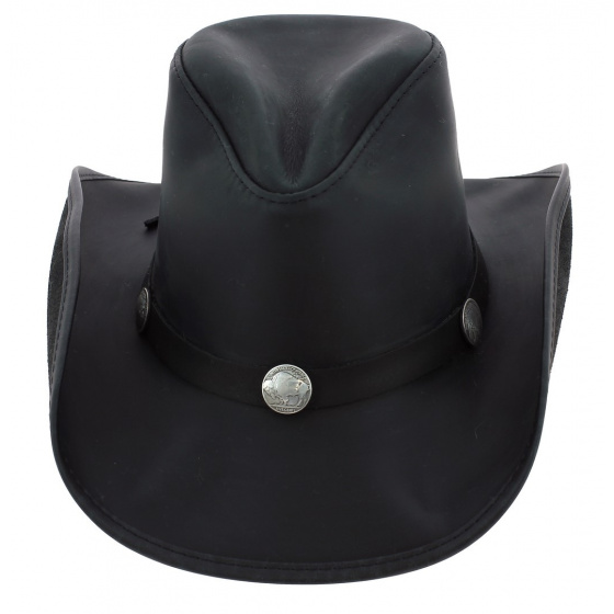 Black Leather Western Cyclone Hat - Head'n Home Black Leather Western Cyclone Hat - Head'n Home