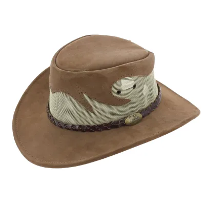 Rockhampton Brown Leather Traveller Hat - Jacaru Reference: 6865 | Traclet Hat Shop