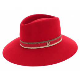 Felt Wide-Brimmed Hat - Red Gemma