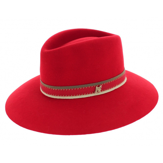 Felt Wide-Brimmed Hat - Red Gemma