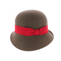 Chapeau Cloche Angiolo Feutre Laine Taupe - Traclet