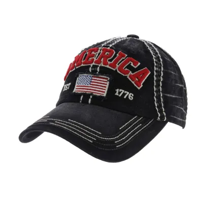 Casquette Americaine Cotton Noir - Kbthos Reference : 4128 | Chapellerie Traclet