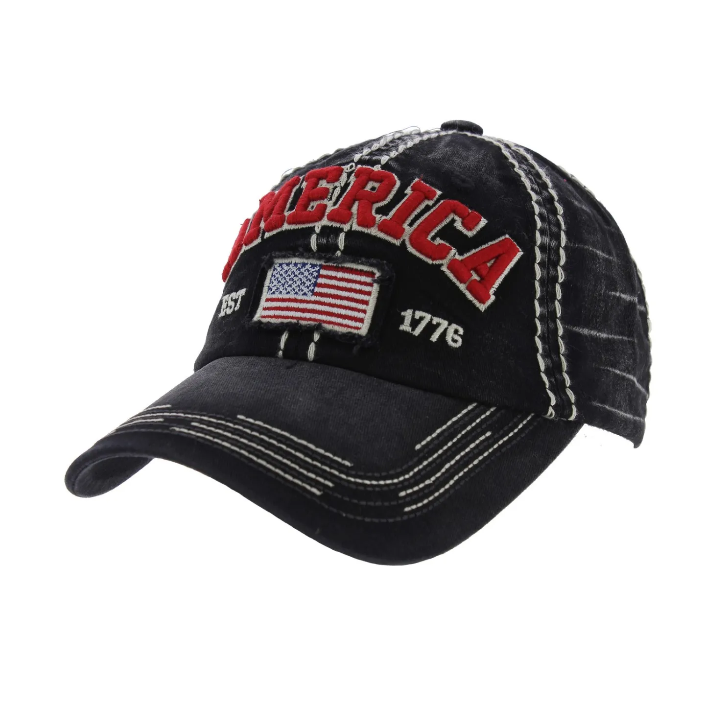 Casquette Americaine Cotton Noir - Kbthos Reference : 4128 | Chapellerie Traclet