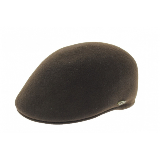 Brown rigid wool dome cap - Fléchet