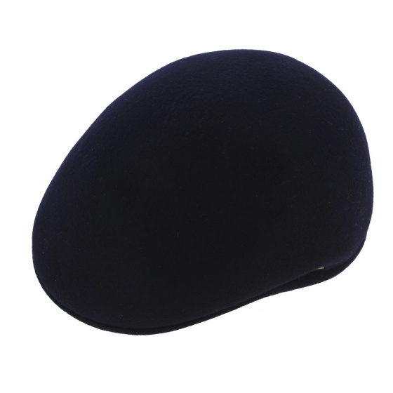 Domed Delys Navy Wool Felt Cap - Traclet