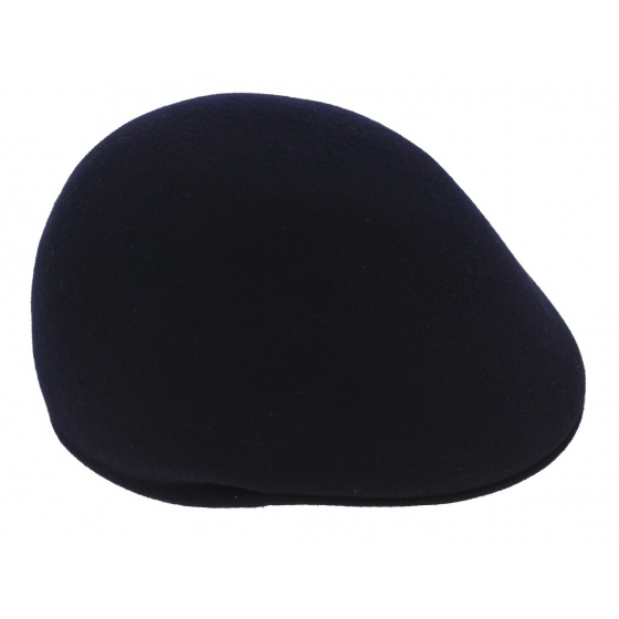 Domed Delys Navy Wool Felt Cap - Traclet