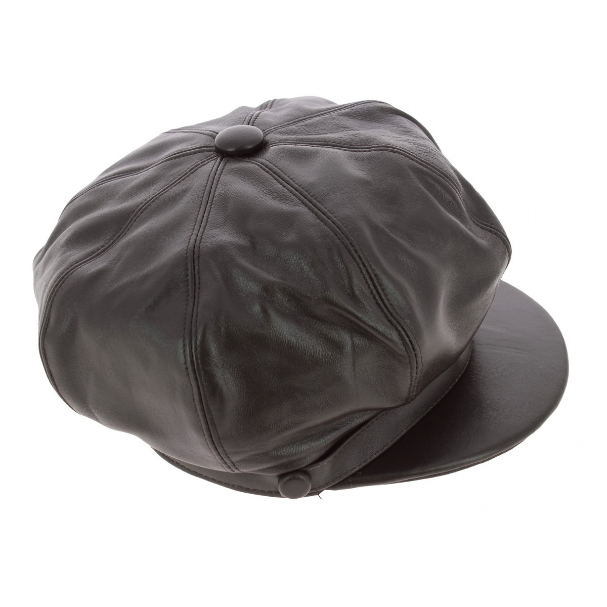 Béret Cuir PU Hiver - Casquette Plate 58cm Unisexe - Style Rétro Pour Homme Et Femme
