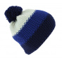 Star Pompom Wool Beanie Blue & White - Eisbär