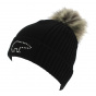 Angel Wool Pompom Beanie Black - Eisbär