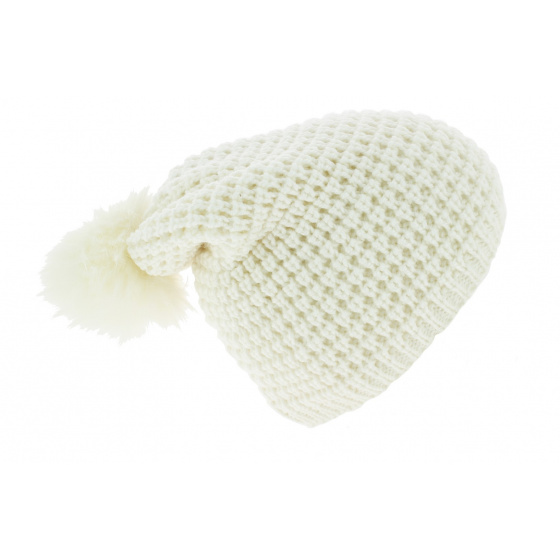 Long Pom Pom Bailey Wool Beanie White - Eisbär