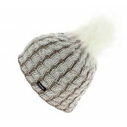 Two-Tone Wool Sabrina Beanie with Pompom - Eisbär