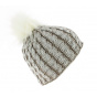 Two-Tone Wool Sabrina Beanie with Pompom - Eisbär