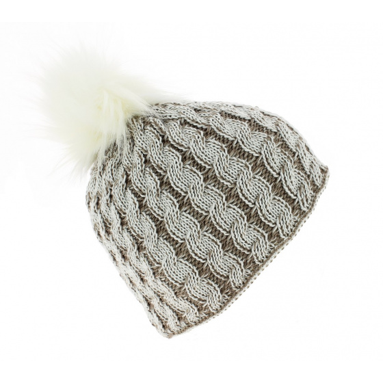 Bonnet Pompon Sabrina Bicolore Laine - Eisbär