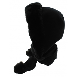 Norell Fleece & Faux Fur Hoodie Black - Traclet