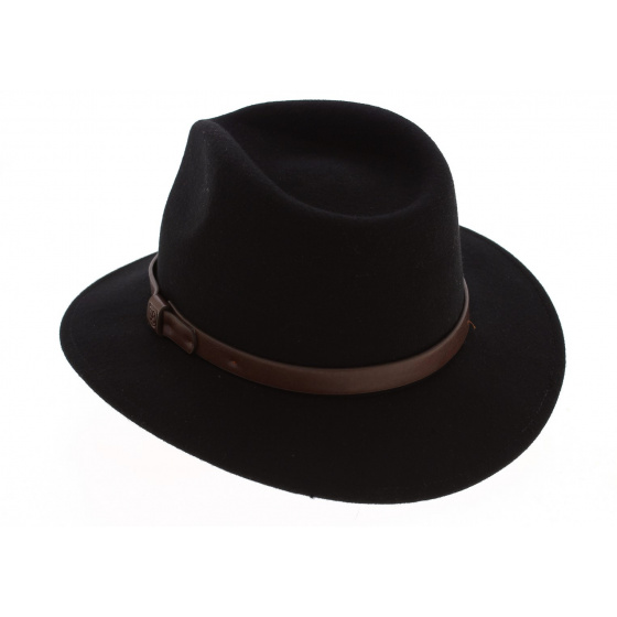 Black/Brown Wool Felt Fedora Messer Hat - Brixton Black/Brown Wool Felt Fedora Messer Hat - Brixton