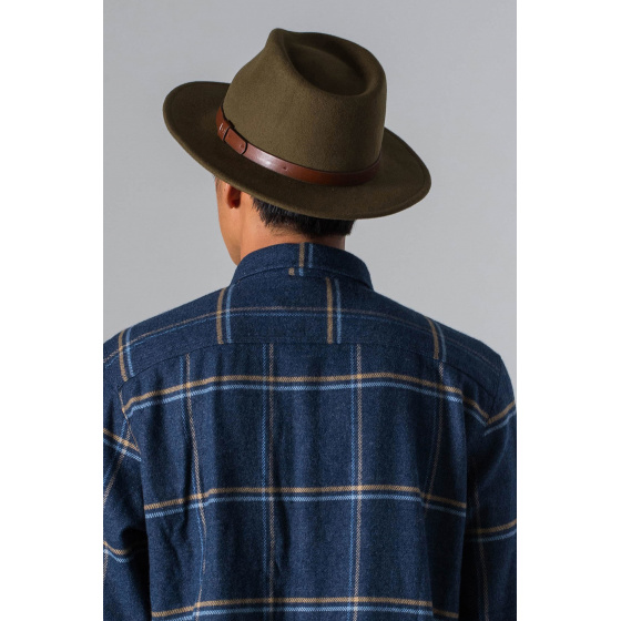 Chapeau Fedora Messer Feutre Laine Olive- Brixton