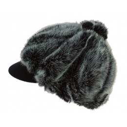 Casquette Gavroche Ivanna Fausse Fourrure Gris & Noir - Traclet