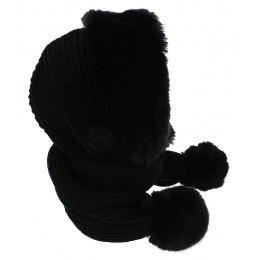 Masha Acrylic & Faux Fur Hoodie Black - Traclet