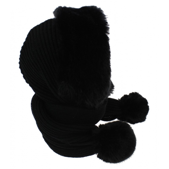 Masha Acrylic & Faux Fur Hood Black - Traclet