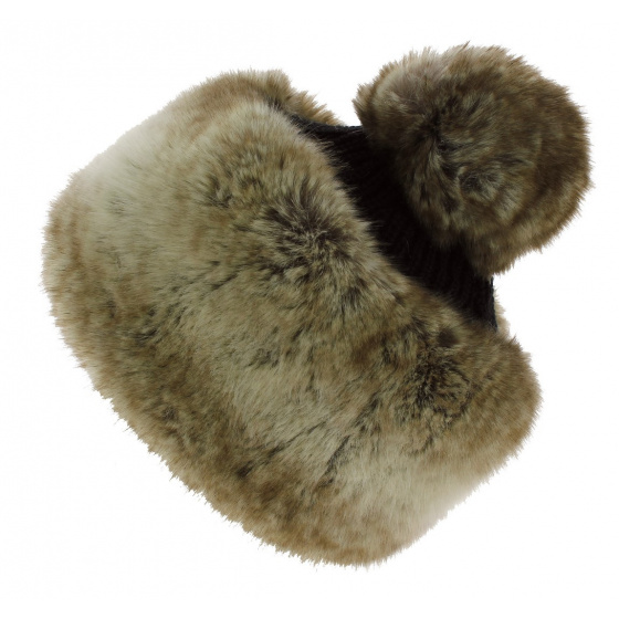 Milena Acrylic & Faux Fur Pom-Pom Beanie Black - Traclet
