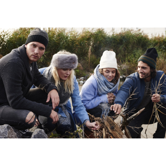 Long Struan Beanie Acrylic Tricolor Black - Barts