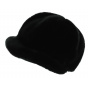 Newsboy Style Cap Liliya Black Faux Fur - Traclet