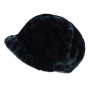 Liliya Newsboy Style Cap Blue Faux Fur - Traclet
