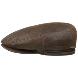 Brown leather kent cap with earmuffs - Stetson