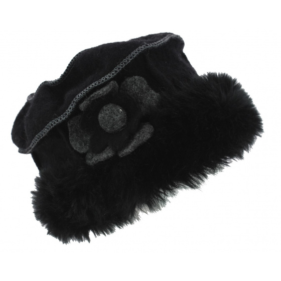 Megève Black Boiled Wool Beanie - Traclet
