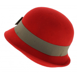 Chapeau Cloche Angiolo Feutre Laine Rouge - Traclet