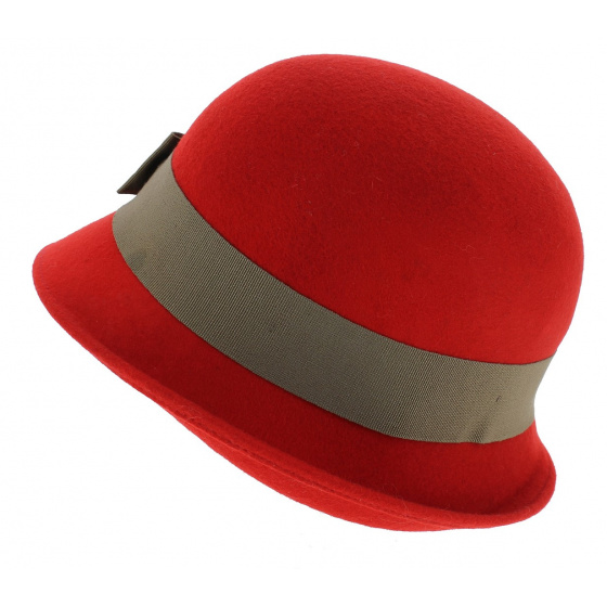Angiolo Cloche Hat Wool Felt Red - Traclet
