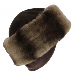 Aksinya Brown Rabbit Fur Beanie with Ear Flaps - Anna Rizzo